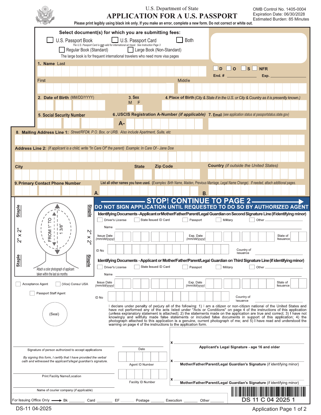 DS-11 page 5 with numbered filling guide markers