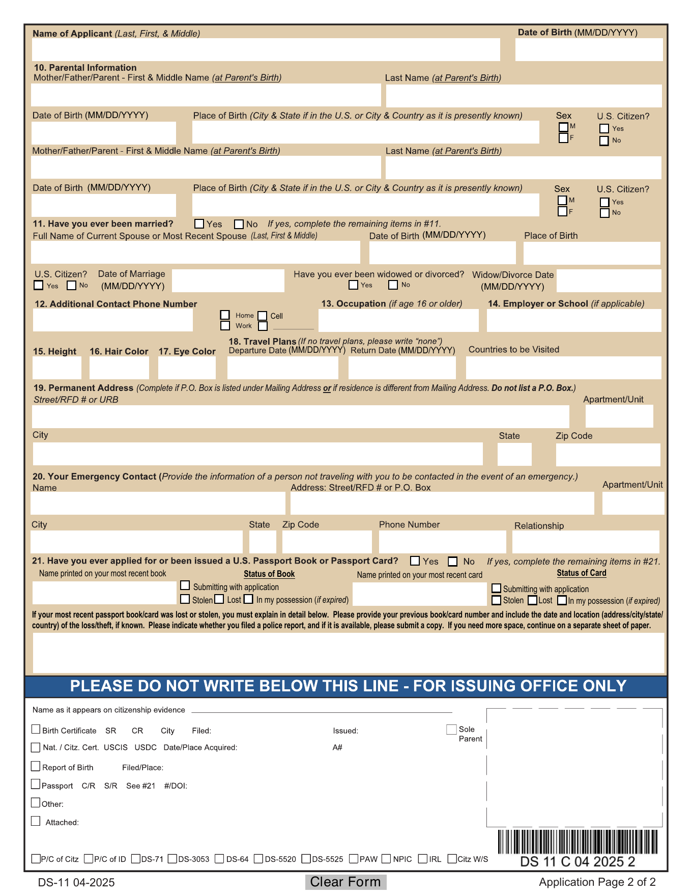 DS-11 page 6 with numbered filling guide markers